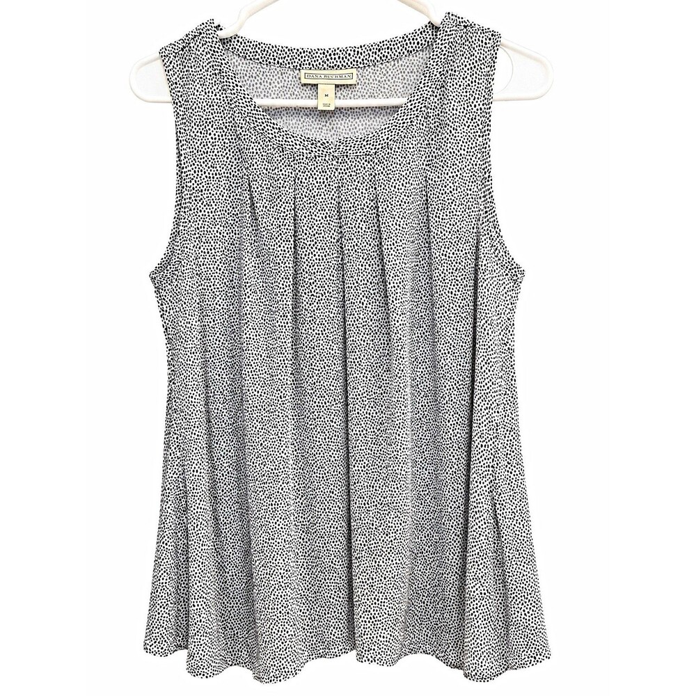 Dana Buchman Women’s M Black White Speckled Sleeveless Blouse Top
